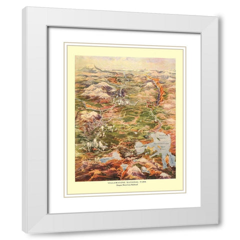 Yellowstone Park Short Line Railroad Wyoming White Modern Wood Framed Art Print with Double Matting by Poole