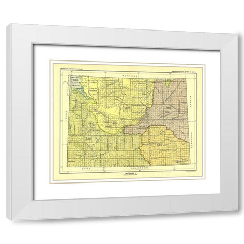 Wyoming - Yellowstone National Park - Hoen 1896 White Modern Wood Framed Art Print with Double Matting by Hoen