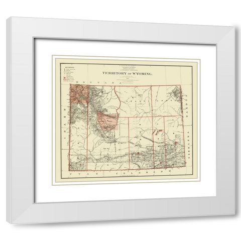 Wyoming - Bien 1879 White Modern Wood Framed Art Print with Double Matting by Bien