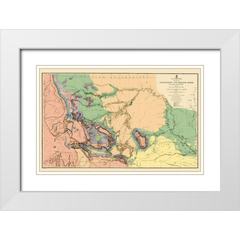 Yellowstone and Missouri River - War Dept 1859 White Modern Wood Framed Art Print with Double Matting by War Dept