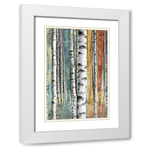 Abstract Birch I White Modern Wood Framed Art Print with Double Matting by Brey