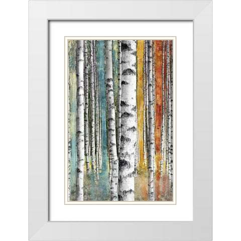 Abstract Birch I White Modern Wood Framed Art Print with Double Matting by Brey