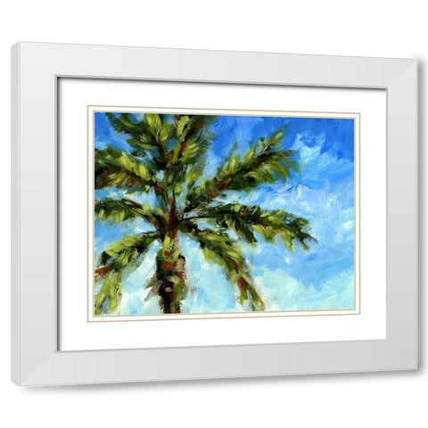 Island Palm I White Modern Wood Framed Art Print with Double Matting by Brey