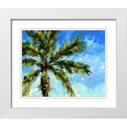 Island Palm I White Modern Wood Framed Art Print with Double Matting by Brey