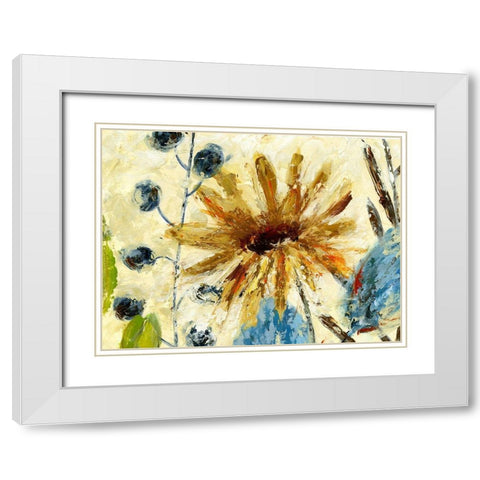 Textured Floral I White Modern Wood Framed Art Print with Double Matting by Brey