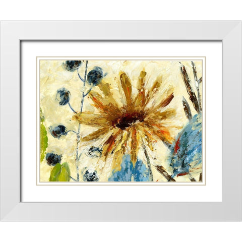 Textured Floral I White Modern Wood Framed Art Print with Double Matting by Brey