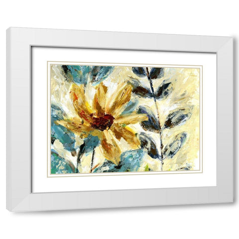Textured Floral II White Modern Wood Framed Art Print with Double Matting by Brey