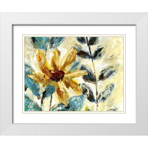 Textured Floral II White Modern Wood Framed Art Print with Double Matting by Brey