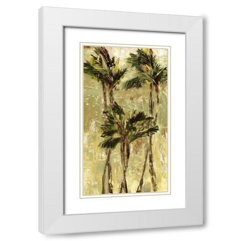 King Palm I White Modern Wood Framed Art Print with Double Matting by Brey