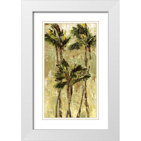 King Palm I White Modern Wood Framed Art Print with Double Matting by Brey