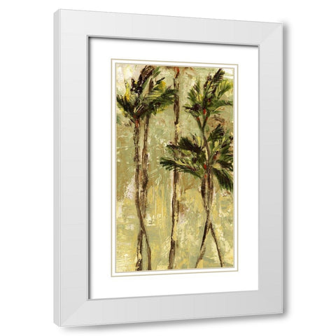 King Palm II White Modern Wood Framed Art Print with Double Matting by Brey