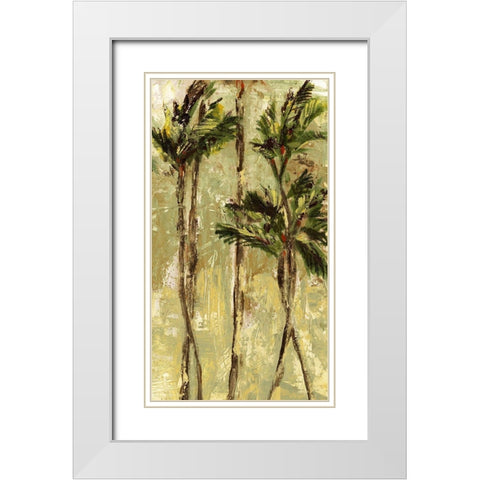 King Palm II White Modern Wood Framed Art Print with Double Matting by Brey