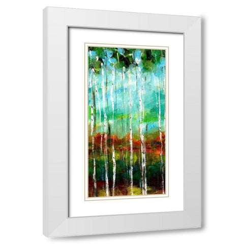 Treeline I White Modern Wood Framed Art Print with Double Matting by Brey