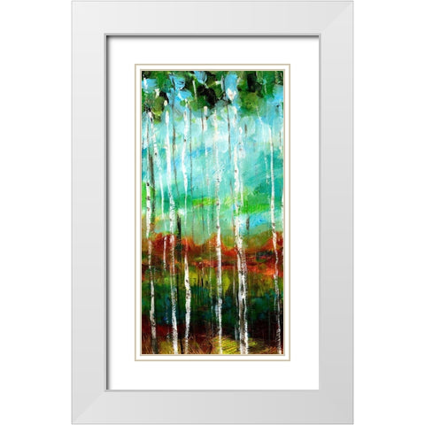 Treeline I White Modern Wood Framed Art Print with Double Matting by Brey