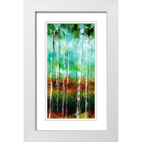 Treeline II White Modern Wood Framed Art Print with Double Matting by Brey