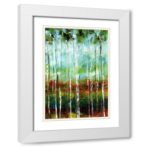 Treeline III White Modern Wood Framed Art Print with Double Matting by Brey