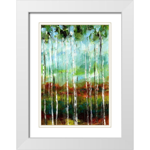 Treeline III White Modern Wood Framed Art Print with Double Matting by Brey