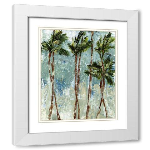 Palm Impressions White Modern Wood Framed Art Print with Double Matting by Brey