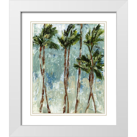 Palm Impressions White Modern Wood Framed Art Print with Double Matting by Brey