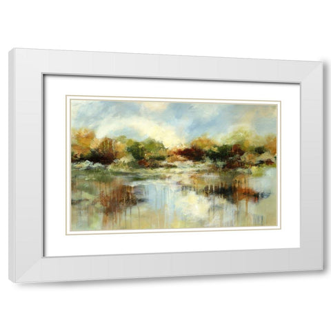 Autumn Pond White Modern Wood Framed Art Print with Double Matting by Brey