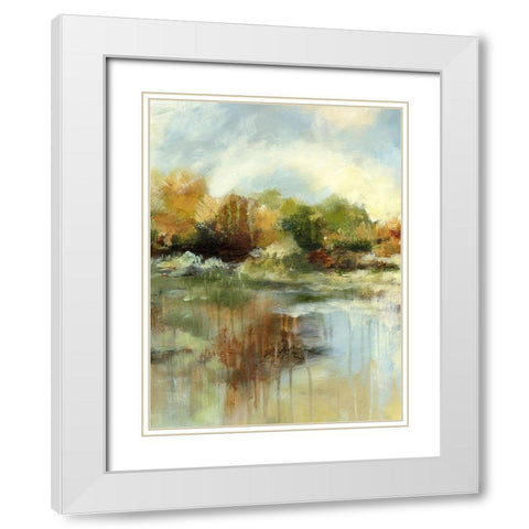 Autumn Pond II White Modern Wood Framed Art Print with Double Matting by Brey