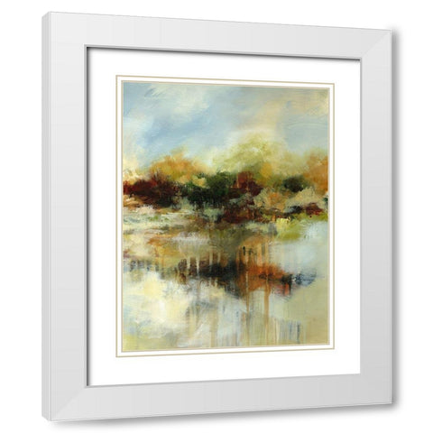 Autumn Pond III White Modern Wood Framed Art Print with Double Matting by Brey