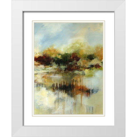 Autumn Pond III White Modern Wood Framed Art Print with Double Matting by Brey