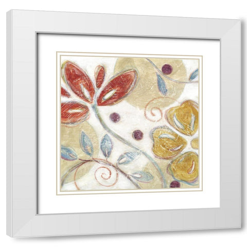 Floral Swirl I White Modern Wood Framed Art Print with Double Matting by Brey