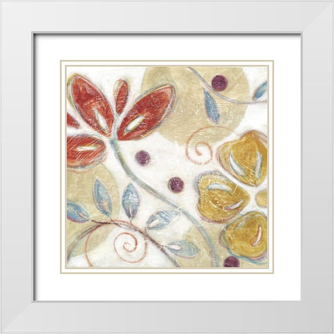 Floral Swirl I White Modern Wood Framed Art Print with Double Matting by Brey