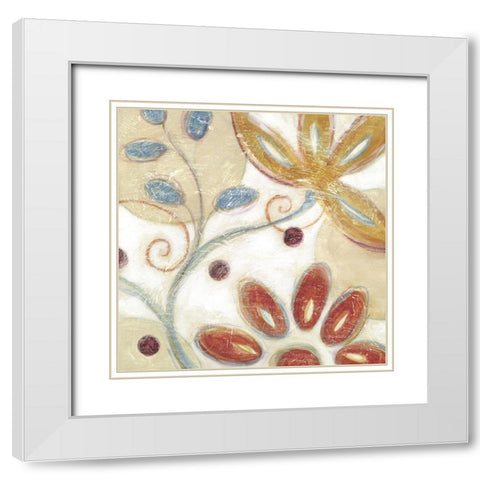 Floral Swirl II White Modern Wood Framed Art Print with Double Matting by Brey