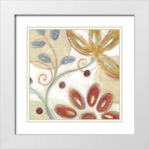 Floral Swirl II White Modern Wood Framed Art Print with Double Matting by Brey