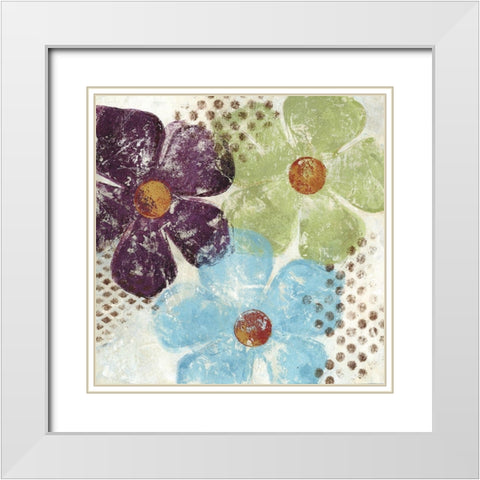 Floral Textures I White Modern Wood Framed Art Print with Double Matting by Brey