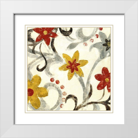 Floral Vines I White Modern Wood Framed Art Print with Double Matting by Brey