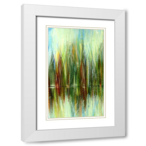 Pond Reflections I White Modern Wood Framed Art Print with Double Matting by Brey