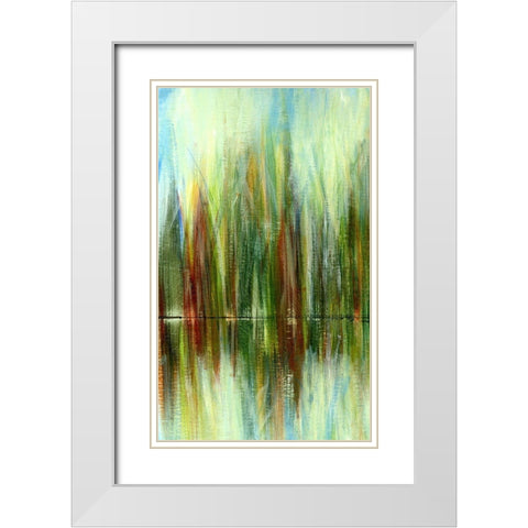 Pond Reflections I White Modern Wood Framed Art Print with Double Matting by Brey