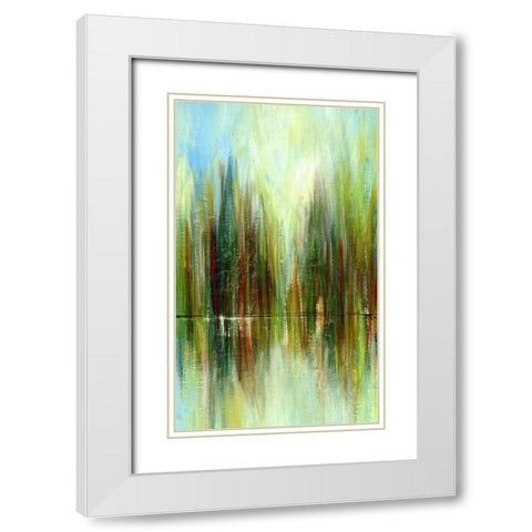 Pond Reflections II White Modern Wood Framed Art Print with Double Matting by Brey