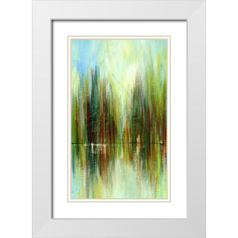 Pond Reflections II White Modern Wood Framed Art Print with Double Matting by Brey