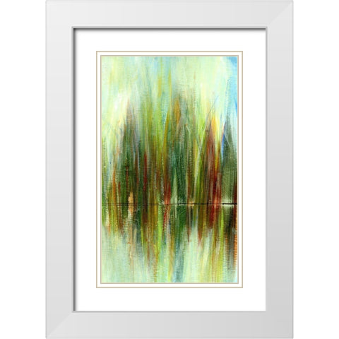 Pond Reflections III White Modern Wood Framed Art Print with Double Matting by Brey