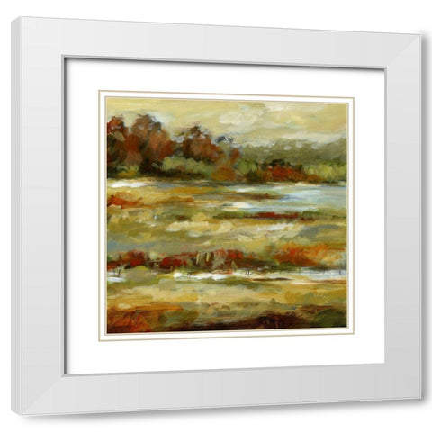 Meadow View I White Modern Wood Framed Art Print with Double Matting by Brey