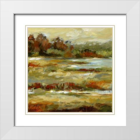 Meadow View I White Modern Wood Framed Art Print with Double Matting by Brey