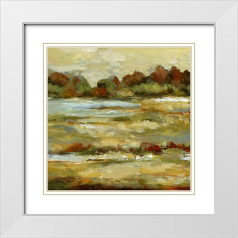 Meadow View II White Modern Wood Framed Art Print with Double Matting by Brey