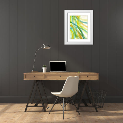 Ribbons I White Modern Wood Framed Art Print with Double Matting by Brey