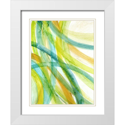 Ribbons I White Modern Wood Framed Art Print with Double Matting by Brey