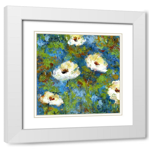 Summer Blue II White Modern Wood Framed Art Print with Double Matting by Brey