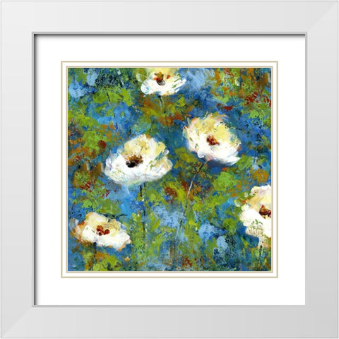 Summer Blue II White Modern Wood Framed Art Print with Double Matting by Brey