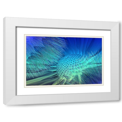 Emerge in Blue White Modern Wood Framed Art Print with Double Matting by Bartola