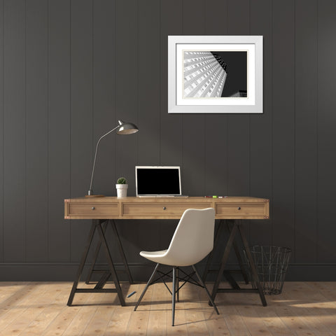 Skytower II Black and White White Modern Wood Framed Art Print with Double Matting by Bartola