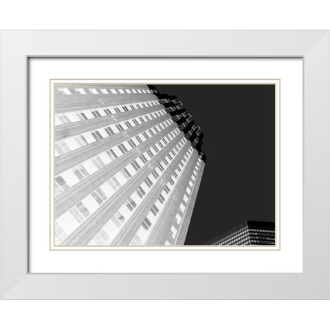 Skytower II Black and White White Modern Wood Framed Art Print with Double Matting by Bartola