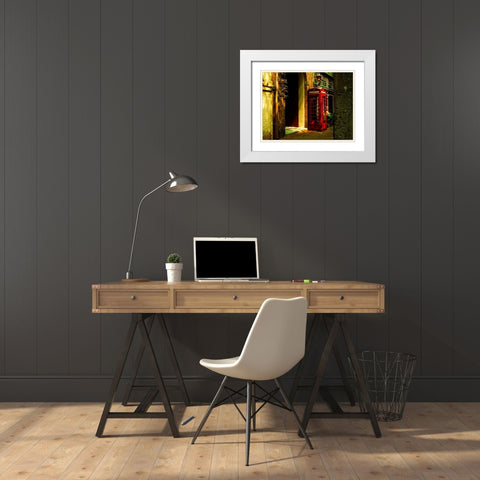 Tardis White Modern Wood Framed Art Print with Double Matting by Bartola