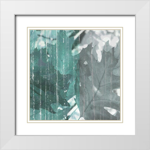 Teal Leaf White Modern Wood Framed Art Print with Double Matting by Franklin